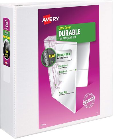 Avery Durable View Binder with 3-Inch Slant Ring, Holds 8.5 Inch x 11 Inch Paper, White, 1 Binder (17042) in Saudi Arabia
