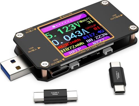 YOJOCK USB Tester Meter USB C Voltage Tester, 2-in-1 Digital USB Current Watt Multimeter, PD Battery Power Capacity Ammeter Voltmeter with Type C Connector in Saudi Arabia