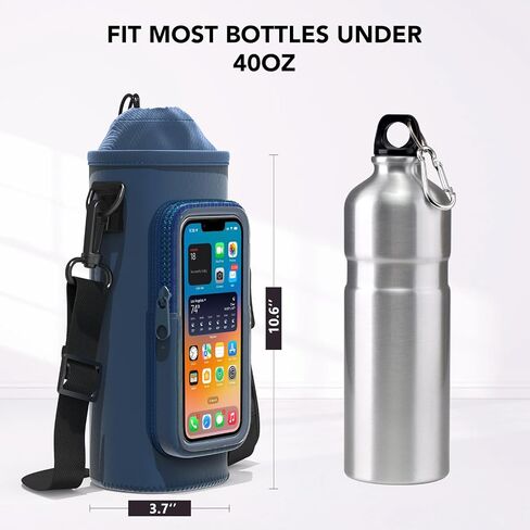 Water Bottle Carrier Bag with Adjustable Shoulder, Touch Sensitive Supported Water Bottle Sling Holder for for Walking Outdoor Hiking Travelling Camping Under 40oz in Saudi Arabia
