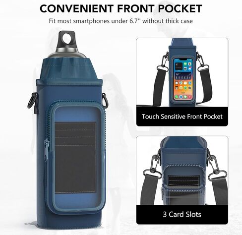 Water Bottle Carrier Bag with Adjustable Shoulder, Touch Sensitive Supported Water Bottle Sling Holder for for Walking Outdoor Hiking Travelling Camping Under 40oz in Saudi Arabia