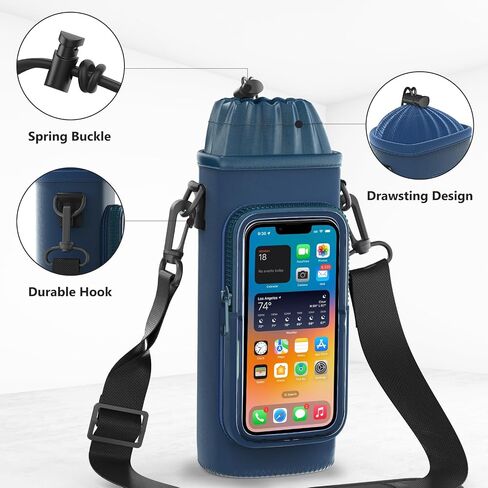 Water Bottle Carrier Bag with Adjustable Shoulder, Touch Sensitive Supported Water Bottle Sling Holder for for Walking Outdoor Hiking Travelling Camping Under 40oz in Saudi Arabia