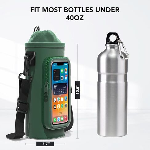 Water Bottle Carrier Bag with Adjustable Shoulder, Touch Sensitive Supported Water Bottle Sling Holder for for Walking Outdoor Hiking Travelling Camping Under 40oz in Kuwait
