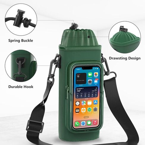 Water Bottle Carrier Bag with Adjustable Shoulder, Touch Sensitive Supported Water Bottle Sling Holder for for Walking Outdoor Hiking Travelling Camping Under 40oz in Kuwait