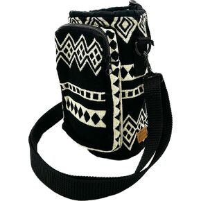 Water Bottle Holder with Strap & Pocket for Phone, Card, Cash or Keys | Bottle Sleeve Carrier for Walking, Backpacking | Hydro and Iron Flask Sling Bag | Camping Accessories (40, Obsidian Black)