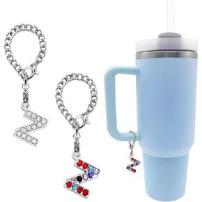 2pcs Letter Charm for Stanley Cup, Stanley Cup Accessories A-Z Initial Pendants Stanley Tumbler Ornament for Personalized Stanley 40 oz Tumbler with Handle