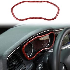 Voodonala for Challenger Center Console Dashboard Instrument Dash Board Covers Trim for 2015-2024+ Dodge Challenger Interior Accessories, ABS Red/Black Carbon Fiber 1pc