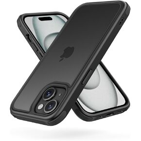 متوافق مع حافظة iPhone 15 Pro، مع مصدات واقية متعددة الألوان مقاومة للصدمات، ظهر صلب من البولي كربونات مضاد للخدش وشفاف كريستالي غير أصفر وغطاء إطار من السيليكون الناعم من مادة TPU - أزرق داكن/أسود