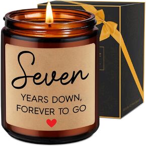Fairy's Gift Anniversary Candle Gifts, 7 Year Anniversary Couples Gifts for Him Her Boyfriend GF Husband Wife, 7th Anniversary Romantic Gifts - Copper 7th Wedding Anniversary Happy Gift for Couple