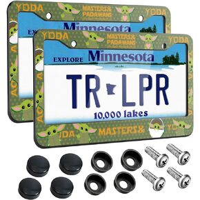 License Plate Frames for 2 PCS Cute Cartoon Metal Tag Frame Stainless Steel Car Front Rear Plate Decor,Quality Aluminum Composite Design Car Accessories with Holes and Screws,12.2x6.3inches