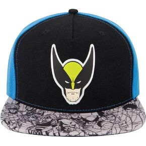 Marvel X-Men Baseball Hat, Wolverine Adjustable Flat Brim Snapback Hat, Black, One Size
