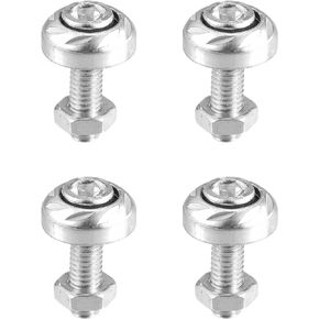 X AUTOHAUX 4 Pcs Aluminum Alloy License Plate Bolt Screw Nuts for Car Motorcycle Silver Tone