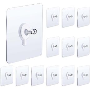 13Pcs Adhesive Wall Hooks No Damage Shower Shelf Hook Racks Oilproof Wall Hanger Without Nails Waterproof Practical Bathroom Hooks for Hanging Kitchen Bedroom Home Office Photos Frames
