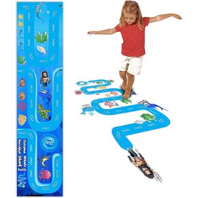 Classroom Decor Sensory Path Decals for Floor & Wall - Balance Walk, Ocean Shape Walk Path Hopscotch Floor Stickers for Boosting Gross Motor Skills