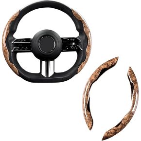 AUCELI Car Wood Grain Steering Wheel Cover, Anti-Skid Segmented Auto Steering Wheel Protector, Automotive Interior Accessories, Universal for Most Vehicles Men and Women