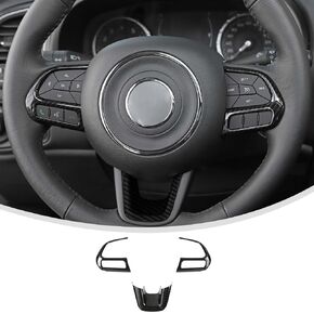Linskip Steering Wheel Trim Compatible with 2015-2021 2022 2023 2024 Jeep Renegade & 2017 2018 2019 2020 Jeep Compass, Steering Wheel Cover, Interior Accessories(Carbon Fiber Black)