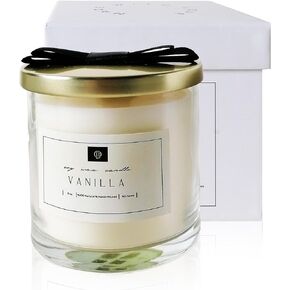 Luxury Vanilla Soy Candle | 100% Natural Soy Wax | Wood Wick 8 oz Jar Candle I Up to 45 Hours Burning Time | Relaxing Aromatherapy Aesthetic Candle | Housewarming Gift for Men and Women