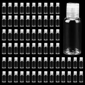 80 Pack 1oz Clear Plastic Flip Cap Bottles, Empty Squeeze Bottle with Flip Cap, Portable Refillable Containers Travel Bottles for Shampoo, Lotion, Body Soap, Cream, Toner