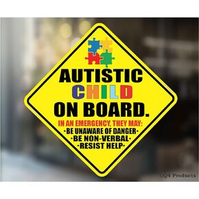 Autistic Child on Board Sticker - Kid with Autism on Board Sticker Decal for Window or Bumper | Made in The USA