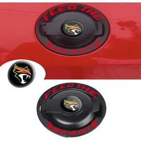 for Dodge Challenger Fuel Door Badge Overlay with"FEED The BEAST" Unique Design Vinyl Sticker Decals