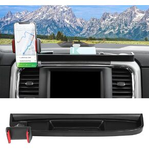 Multi-Mount Dash Phone Holder with Metal Rod for 2012-2017 Dodge RAM, Phone Mount Storage Tray Cellphone System Kit