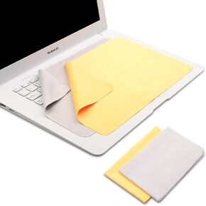 2Pack Screen Keyboard Protection Microfiber Liner and Cleaning Cloth 13 Inch for MacBook Pro 13" Macbook Pro 14" and MacBook Air 13"-Grey+Yellow