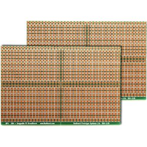 BusBoard Prototype Systems SB4 (Two Pack) Snappable PC BreadBoard, Scored PCB, Snaps Into 4 Small Boards, 2-Layer, Plated Holes, Power Rails, 2.5 x 3.8in (63.5 x 96.5mm)