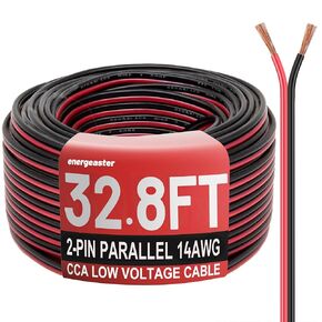 14 Gauge Wire 100FT, 2 Conductors Electrical Wire Red Black Cable, Low Voltage 14 AWG Copper Clad Aluminum Extension Cord for Speaker Wire, LED Wire, Automotive Wire 12V/24V DC