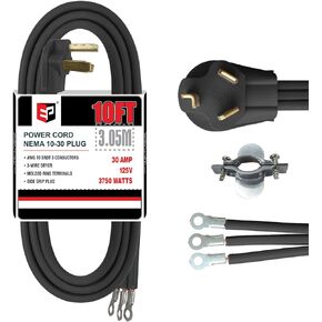 EP 3 Prong Dryer Cord, 4 ft 10/3 SRDT, 30Amp Appliance Extension Power Cord, NEMA 14-30, Black