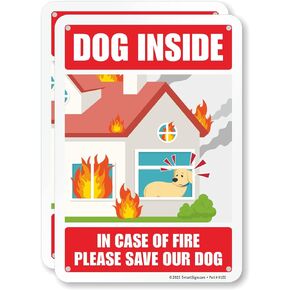 SmartSign (Pack of 5) 5 x 4 inch “Dog Inside - In Case Of Fire Please Save Our Dog" Labels, 5.5 mil Laminated Vinyl, 3M Engineer Grade Reflective Material, Multicolor, Made in USA
