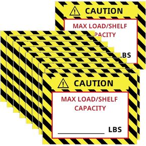 200 Pcs Pallet Rack Capacity Labels 3 x 4 Inches Pallet Racking Caution Max Load Shelf LBS Warning Stickers Bright PVC Industrial Strength Sticker Warehouse Safety Forklift Cross Beam Safety