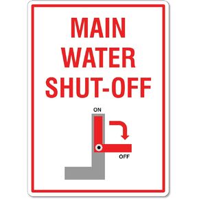 Main Water Shut-Off Sign Directional Signs Metal Tin Sign 8x12 Inches Caution Danger Safety Security Warning Notice Signs