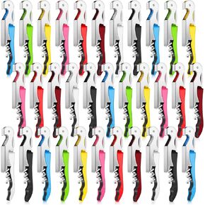 40 Pieces Wine Key Opener Corkscrew Wine Opener Waiter Metal Bottle Wine Opener Heavy Wine Key Fold Beer Corkscrew Serrated Foil Cutter Key for Home Restaurants Bars Waiter Bartenders (Bright Colors)