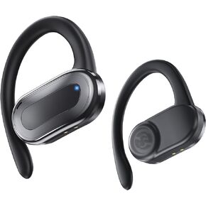 Wireless Open Ear Headphones Bluetooth Sport Headphones with Earhook for Long Time Playback IPX7 Waterproof Headsets with Mic and Charging Case for Sports Running Workout, Black