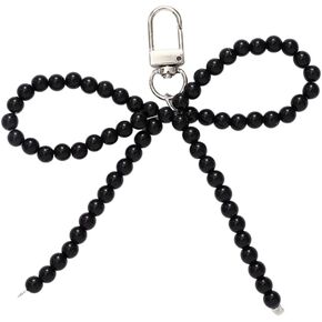 Silver Heart Pearl Bow Keychain Y2k Bowknot Keyring Sweet Bag Car Keys Charms Accessories for Women Girls