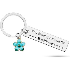 Inspirationl Keychain Gift Flowers Lover Keychain Wildflower Keychain Inspiration Jewelry Encouragement Jewelry Flower Keychain for Women Girls Birthday Christmas Graduation Motivational Gifts for Her
