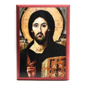Wooden Greek Orthodox Christian Icon 6th Century Jesus Christ Pantocrator from St Catherine Monastery in Sinai (2.5" x 3.5")