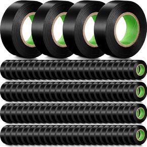 Treela 100 Rolls Black Electrical Tape 3/4 Inch by 66 Feet, Waterproof Electric Tape High Temp Insulation Tape for Electrical Protection Home Outdoor Electric Insulating Wire Wrapping