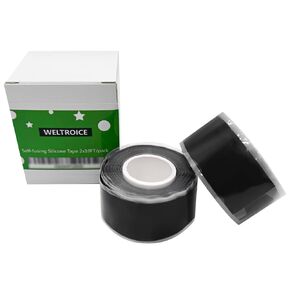 SELF-fusing Silicone Tape Black for Emergency Smooth Garden Hose Repair & increasing infriction for hand levers or bicycle repair, 2 Rolls of 1 inch by 10 FT Each