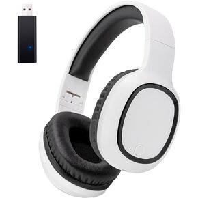 Bluetooth Over-Ear Headphone for Cellphone, Wireless Headphone with USB Bluetooth Transmitter for TV,PC,3.5mm Audio Device, Lightweight Folable Headset with Deep Bass, Stereo Sound(White)