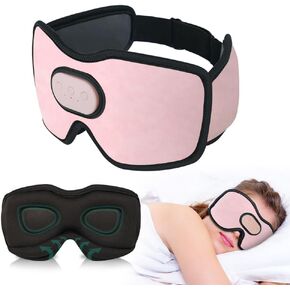 Wireless Sleep Mask with Bluetooth Headphones, 3D Bluetooth Eye Mask Headphones for Sleeping with Speakers Washable Adjustable Mask Travel Office Meditation (Pink)