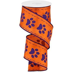 Paw Print Wired Edge Ribbon, 10 Yards (Red, Black, 2.5")