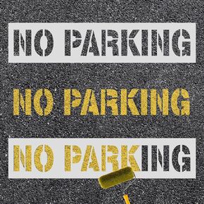 2pcs No Parking Stencils, 4 Inch Letter Stencils Flexible Plastic Parking Lot Paint Templates Parking Lot Stencils Traffic Curb Painting Marking Signs