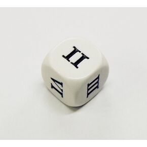 Set of 6 Roman Numerals I-VI (1-6) 16mm Six-Sided Dice- White with Black Numbers by Koplow Games