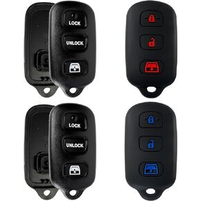 Key Fob Cover Kit for Toyota 4Runner Sequoia - Key Fob Keyless Entry Remote Shell Case Replacement Kit fit for 1999-2009 4 Runner 2001-2008 Sequoia (Pack of 4)