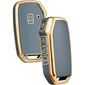 ELOHEI Key Fob Cover for Kia, Key Fob Case Accessories for 2019-2022 Kia Soul Forte Telluride K5/K3 Seltos NIRO Sportage Sorento Premium Soft TPU 360 Degree Full Protection(Black)