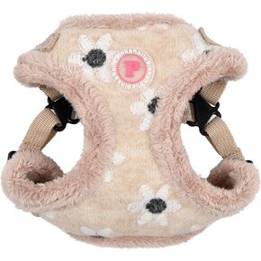 Pinkaholic New York Nanala Comfort Dog Harness Step-in Warm Winter Flower Pattern for Small Dog, Beige, Medium