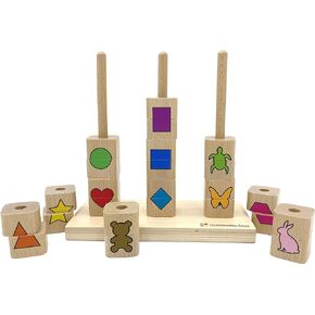 Puzzle Stacking Rings Educational Toy Shapes Colors Animals Sorter Preschool Sensory Toy Montessori STEM Developmental Sorting Stacking for Toddlers Babies Kids Boy Girl for 2 3 4+ Years Old