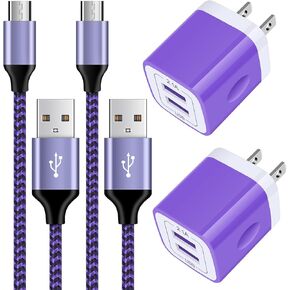 شاحن Android، 2 حزمة شاحن سريع لهاتف Android شحن سريع كابل شاحن USB صغير 6FT لهاتف Samsung Galaxy S5 S6 S7 Edge J7V J7 J3 Orbit J3V J5 J8 Note 5، LG K22 K20 K50 K40، Moto G5 G4 E6 E5 E4
