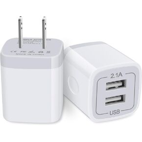 USB Plugs for Wall Outlet for Samsung Galaxy A15 5G S24+ S23 A14 A13 A23 A54 A53 S21FE A03s,iPhone 15 14 13 12 11 X,Pixel 8 7 6,2Pack Charging Block USB Electrical Plug USB Square Charger Box USB Cube