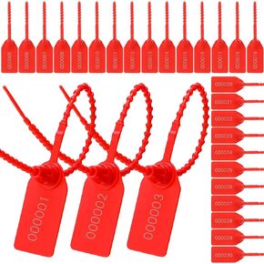 Nuanchu 300 Pcs Plastic Tamper Seals, Numbered Zip Ties for Fire Extinguisher Security Tags Safety Seals Disposable Self Locking Signage 250mm for Luggage Tag Cable Management Ties (Black)